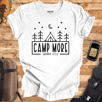 "Camp More, Worry Less" graphic T-shirt