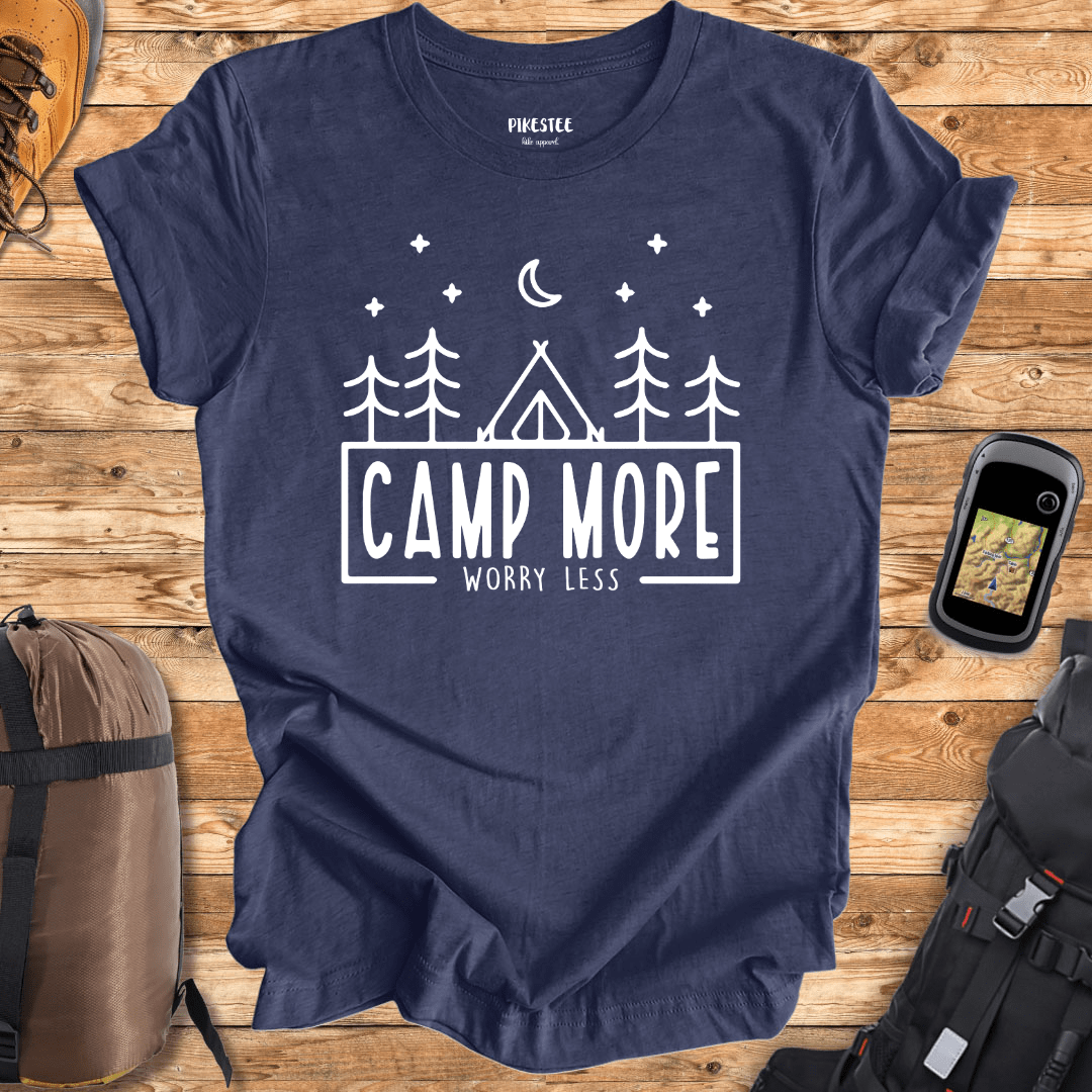 "Camp More, Worry Less" graphic T-shirt