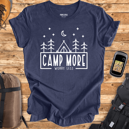 "Camp More, Worry Less" graphic T-shirt