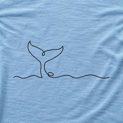 Line Art Whale Tail T-shirt - Light Blue - hero