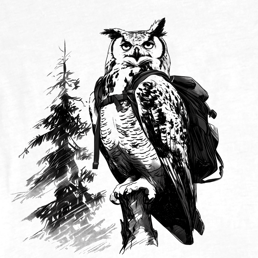 "Eagle Owls Also Wander" graphic T-shirt