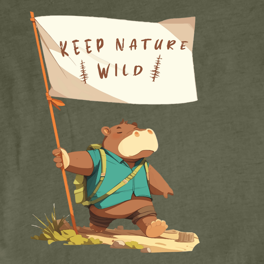 "Keep Nature Wild, Hippo's Flag" graphic T-shirt