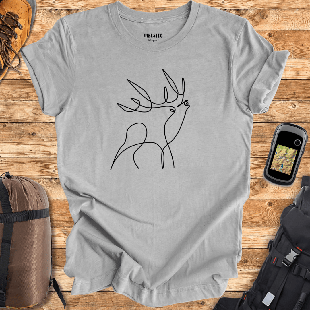 "Line Art Deer" graphic T-shirt