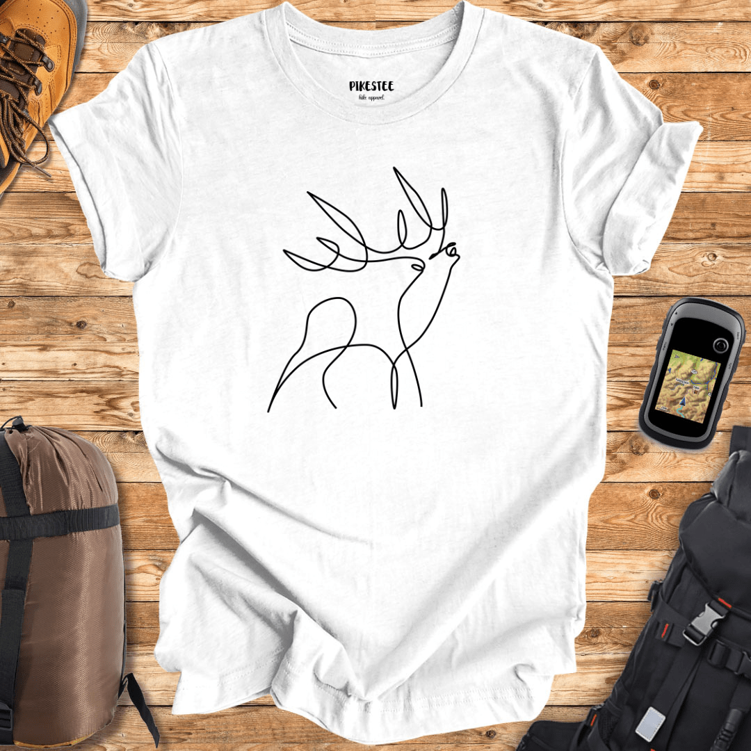 "Line Art Deer" graphic T-shirt