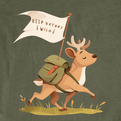 "Keep Nature Wild, Deer's Flag" graphic T-shirt