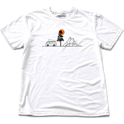 Van, Tree, Mountain T-shirt - White