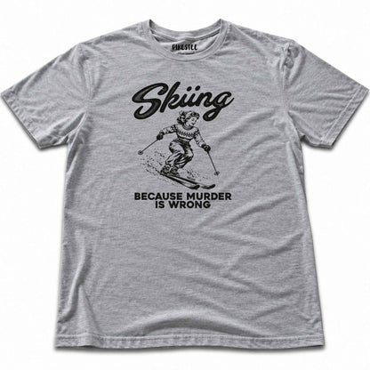 Skiing Because T-shirt - Sport Grey
