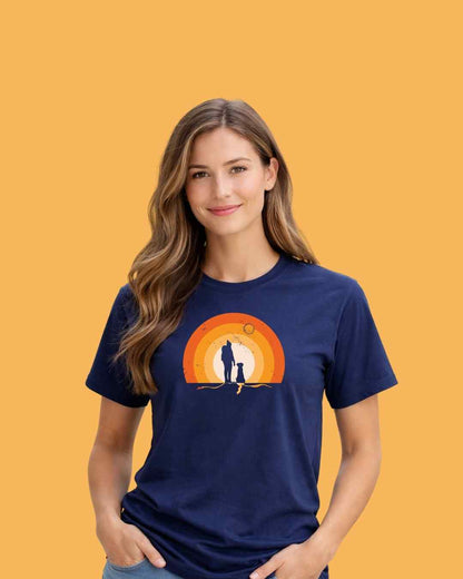 Girl and Dog Colorfull Landscape T-shirt