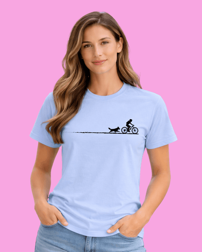 Biking Girl And Dog Path T-shirt