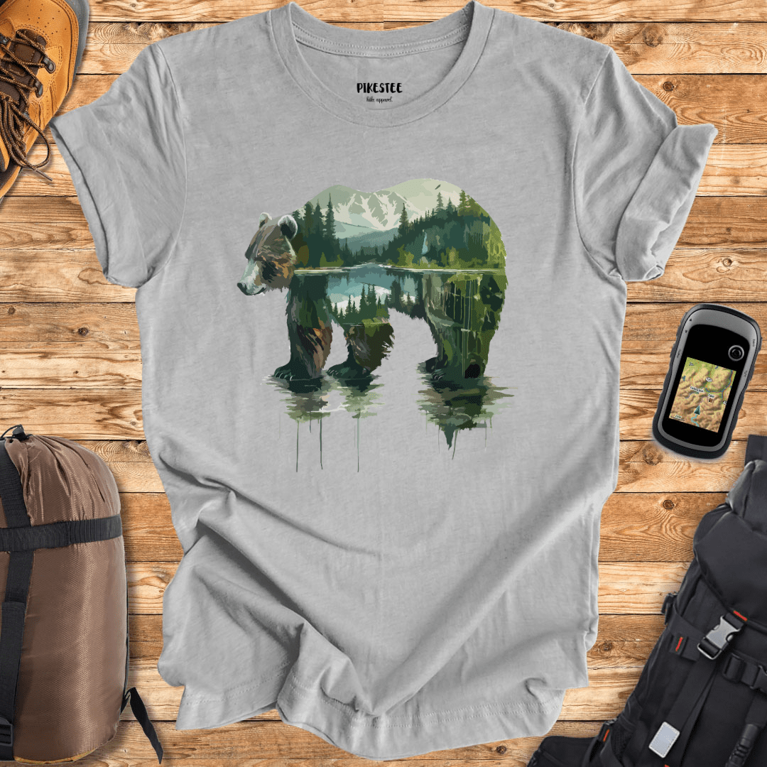 "Water Color Bear Landscape" Graphic T-shirt