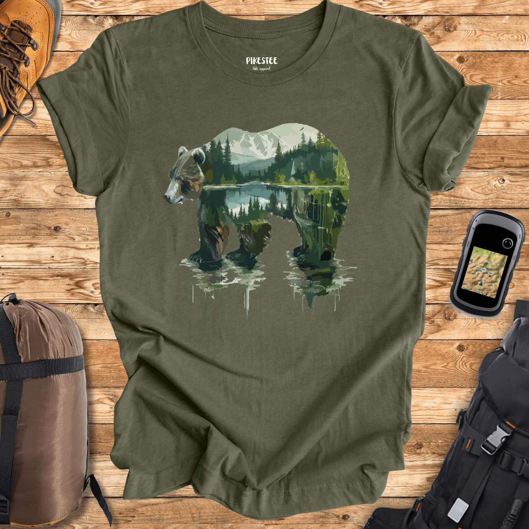 "Water Color Bear Landscape" Graphic T-shirt