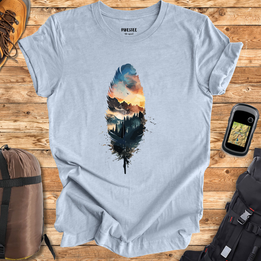 "Feather Landscape" graphic T-shirt