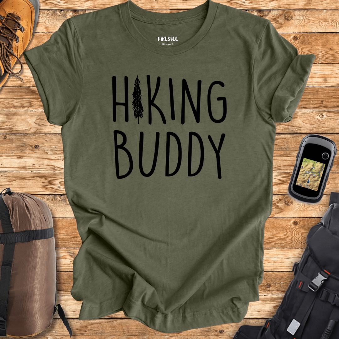 "Hiking Buddy" graphic T-shirt