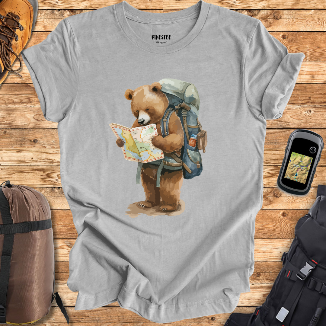 "Bear Reading a Map" graphic T-shirt