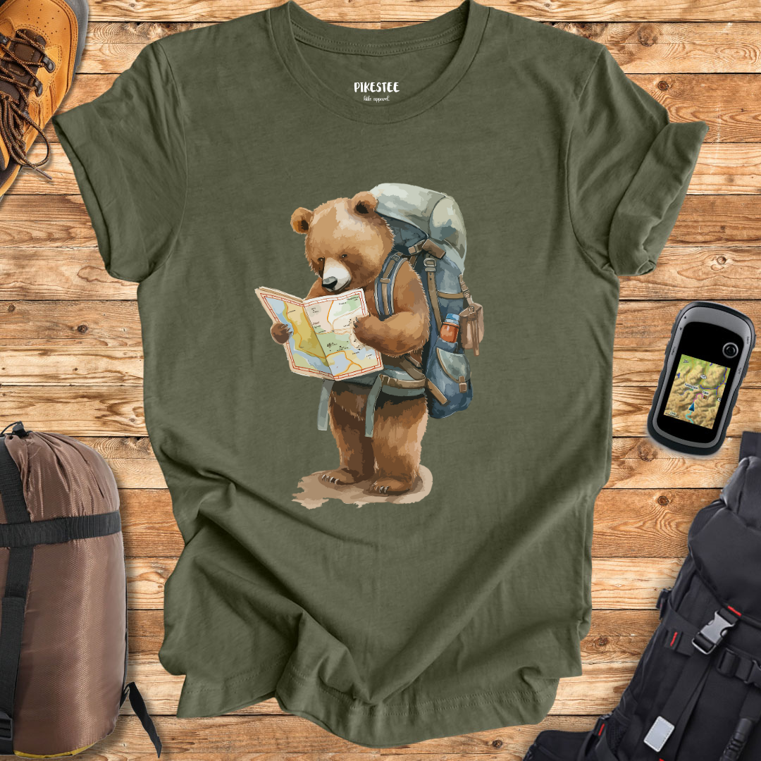 "Bear Reading a Map" graphic T-shirt