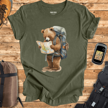 "Bear Reading a Map" graphic T-shirt