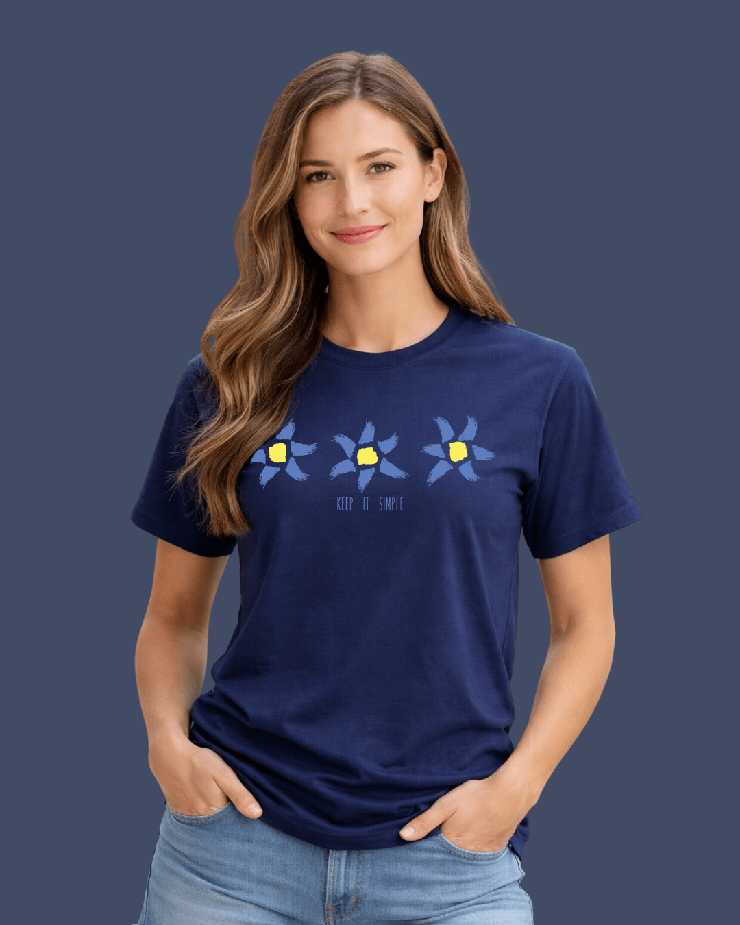 Keep It Simple Blue Sun Flowers T-shirt