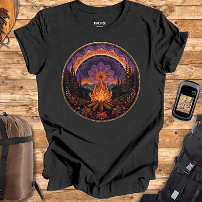 "Mandala Campfire Landscape" White graphic T-shirt