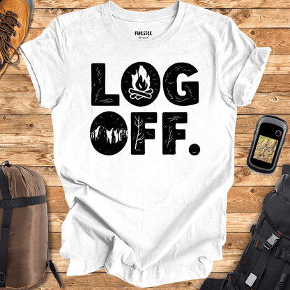 "Log off" White graphic T-shirt