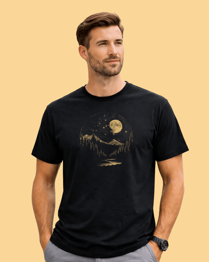 Black and gold mountain T-shirt