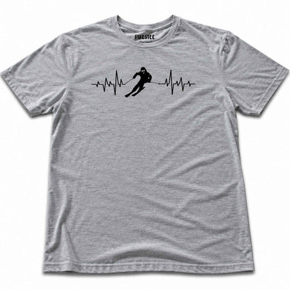 Heart Beat Skier T-shirt - Sport Grey