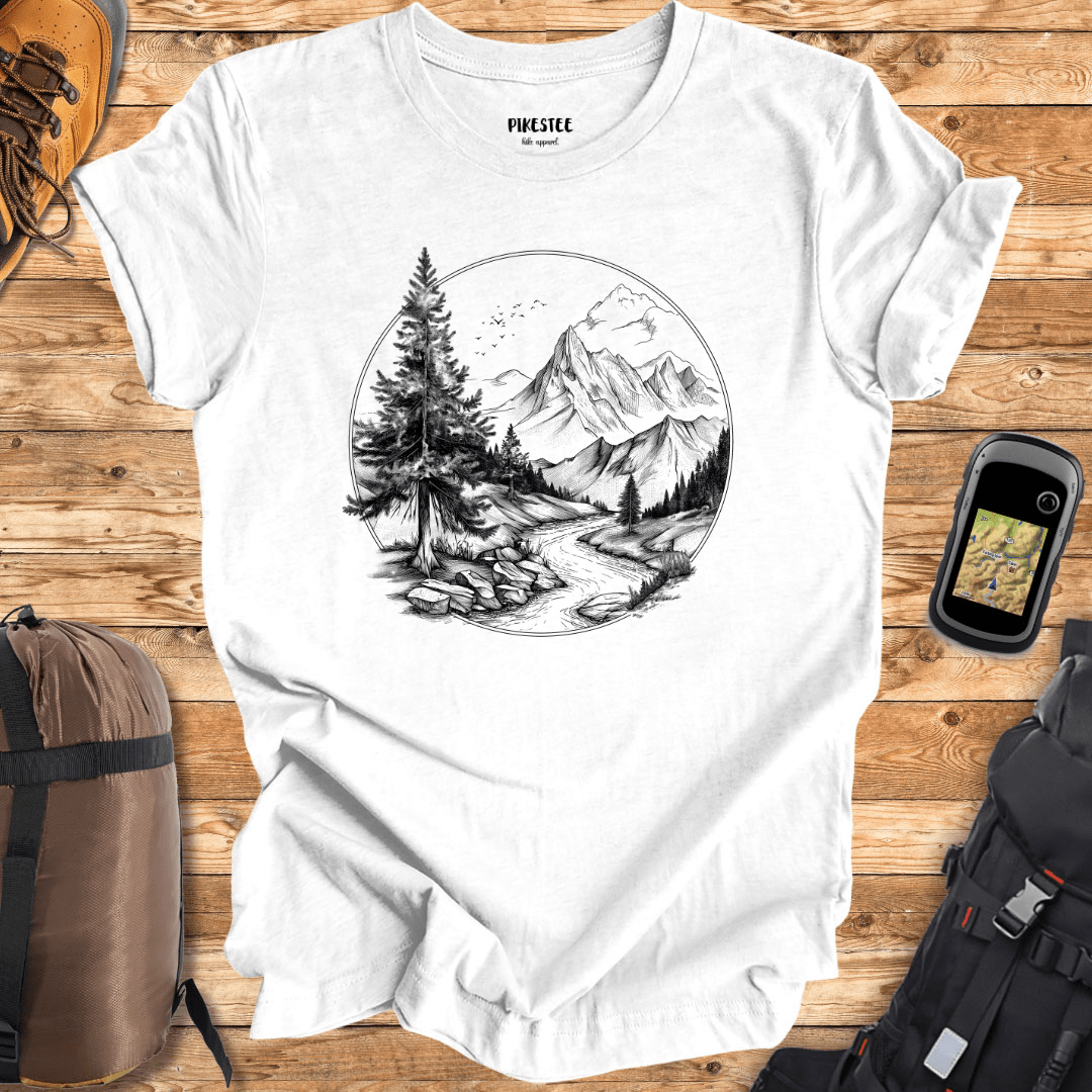 "Hand Drawn Round Landscape" graphic T-shirt