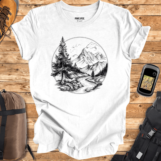 "Hand Drawn Round Landscape" graphic T-shirt