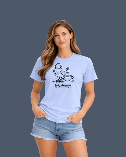 Easily Distracted By coffee and Eagles T-shirt