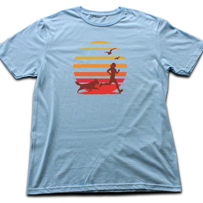 Running Girl and Dog  T-shirt