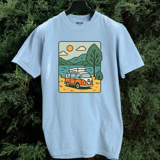 Cartoon Old Van Lake T-shirt