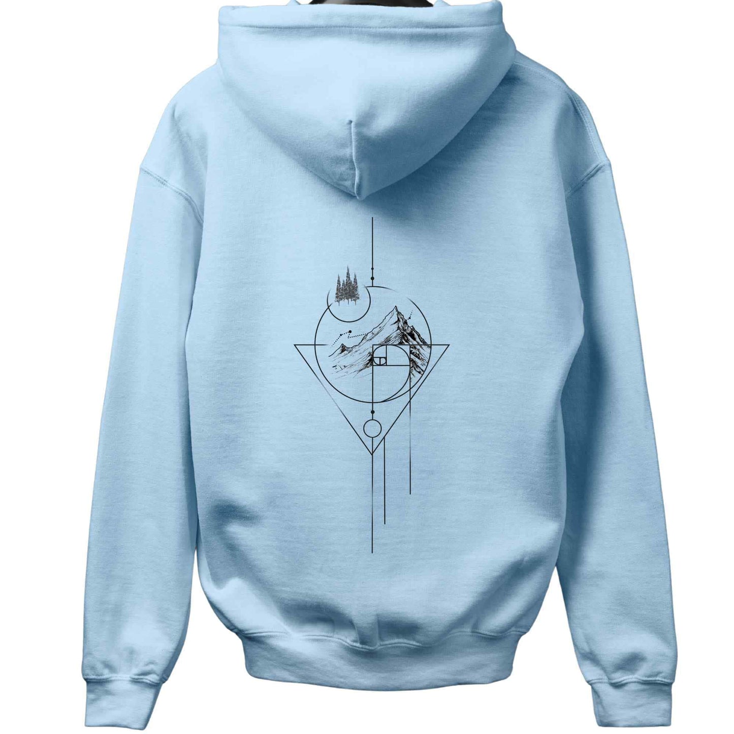Geometric Art Mountain Back-Print Hoodie