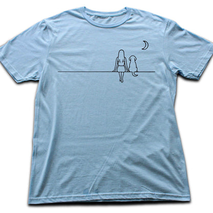 Girl And Dog Moon T-shirt