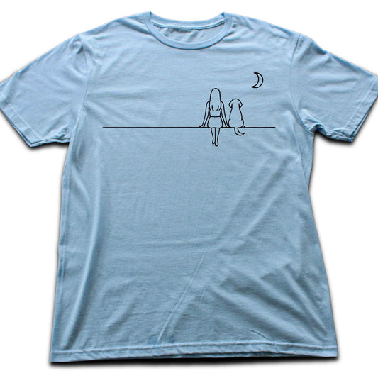 Girl And Dog Moon T-shirt