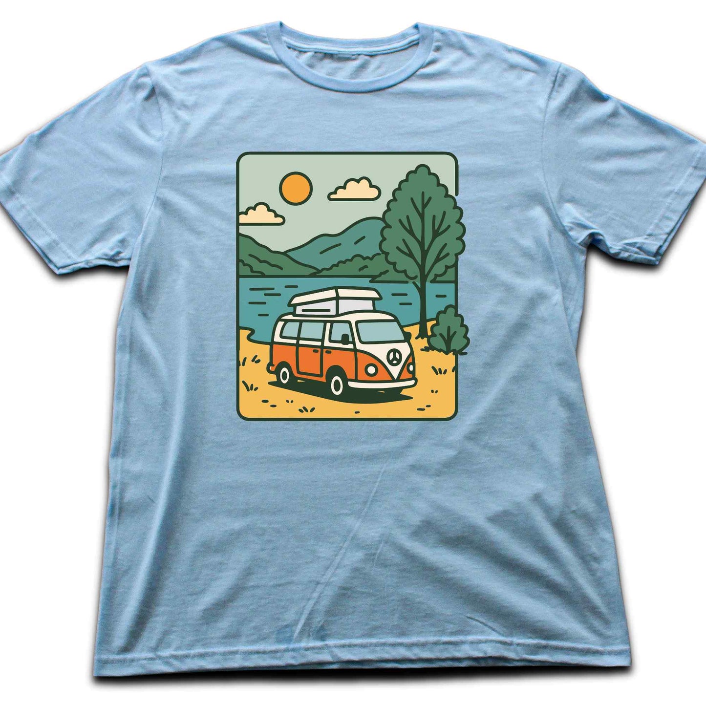 Cartoon Old Van Lake T-shirt