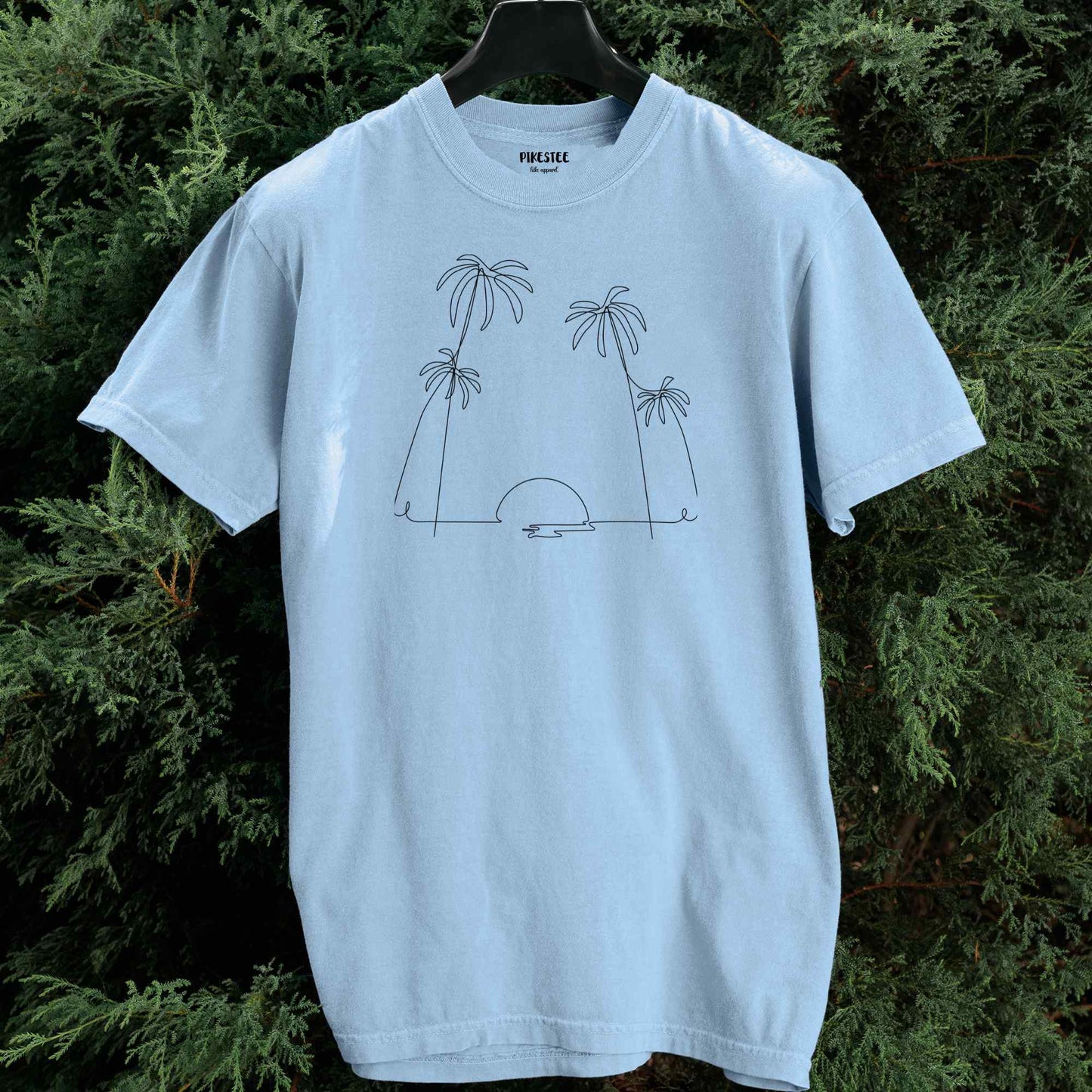 Line Art Palm Tree Sun T-shirt