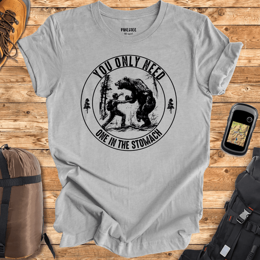 "Man vs Bear, You only need one in the stomach" Graphic T-shirt