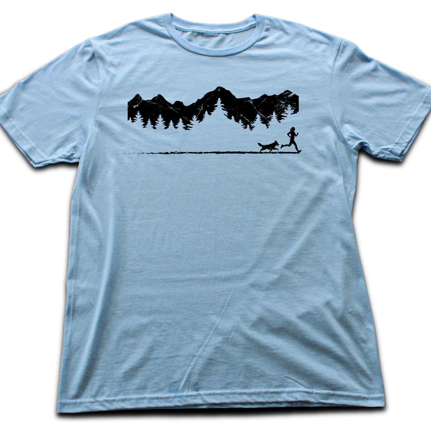 Running Girl and Dog Panorama T-shirt