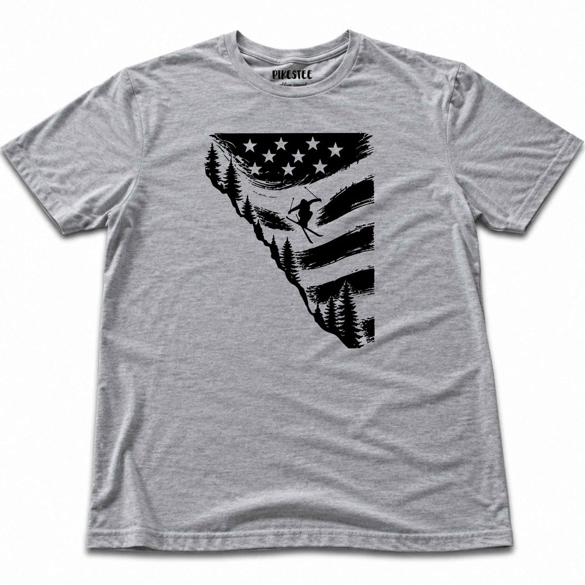 Flag Ski Jump U S A T-shirt - Sport Grey