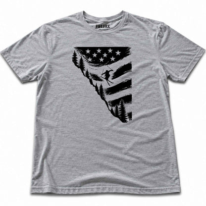 Flag Ski Jump U S A T-shirt - Sport Grey