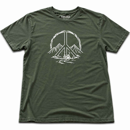 Peace Sign Cabin T-shirt - Military Green