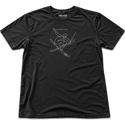 Ski Jump Line Art T-shirt - Black