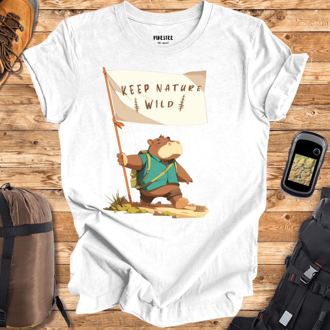 "Keep Nature Wild, Hippo's Flag" graphic T-shirt