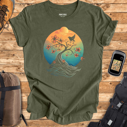 "Bird On a Tree Landscape" graphic T-shirt