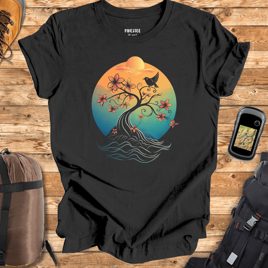 "Bird On a Tree Landscape" graphic T-shirt