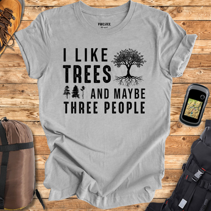 "I Like Trees And Maybe Three People" graphic T-shirt