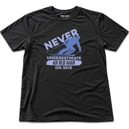 Old Man On Skis T-shirt - Black