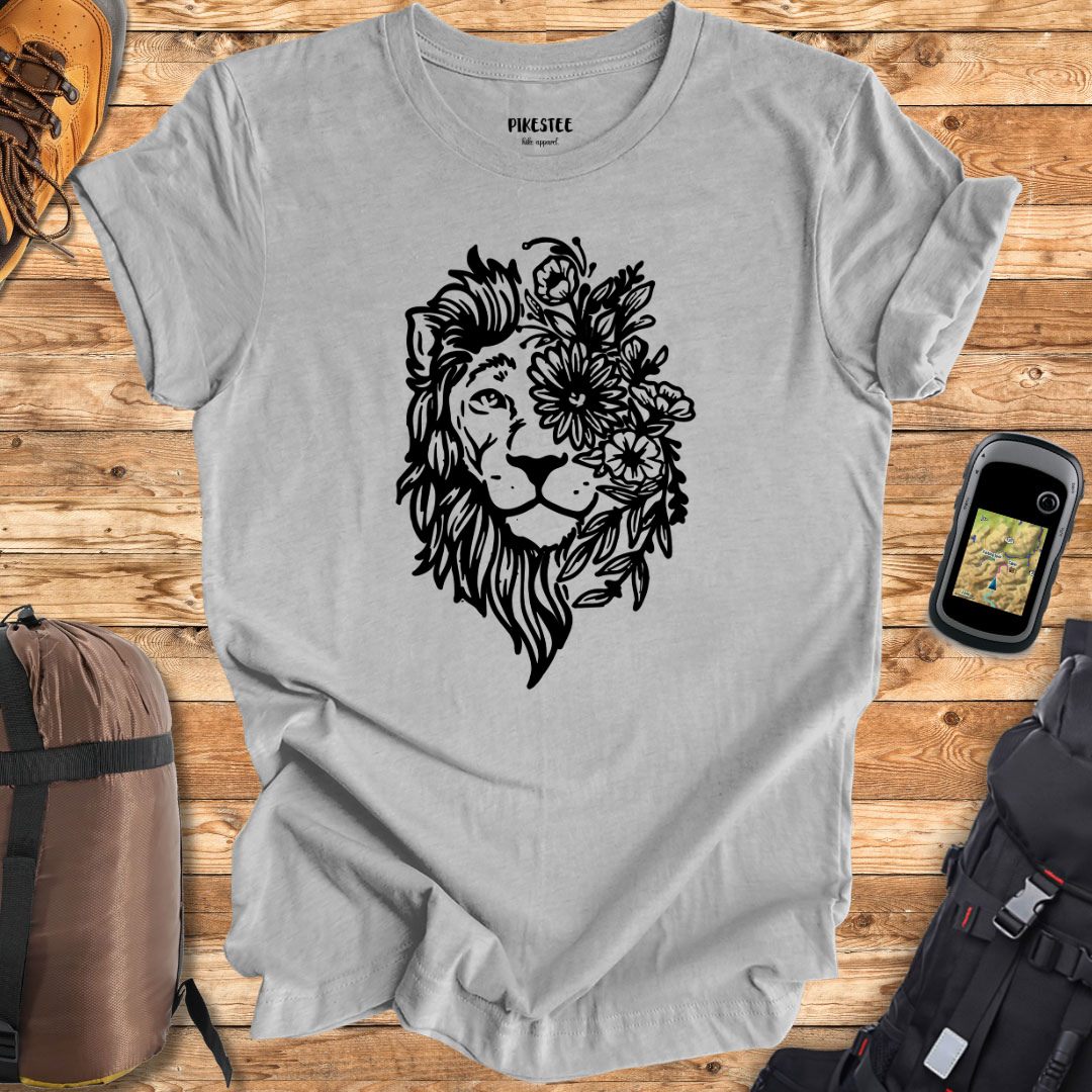 "Floral Lion" graphic T-shirt