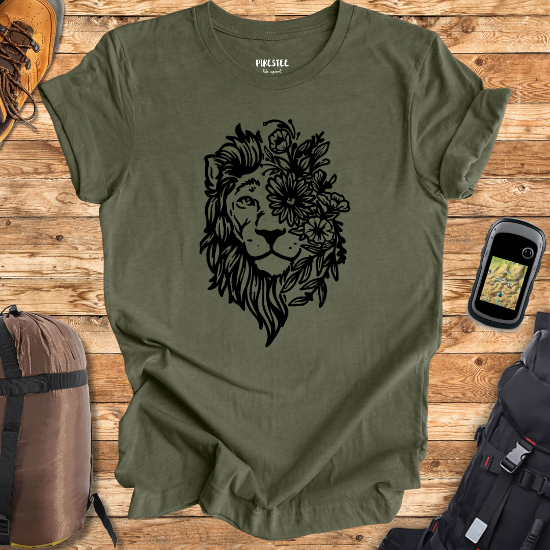 "Floral Lion" graphic T-shirt