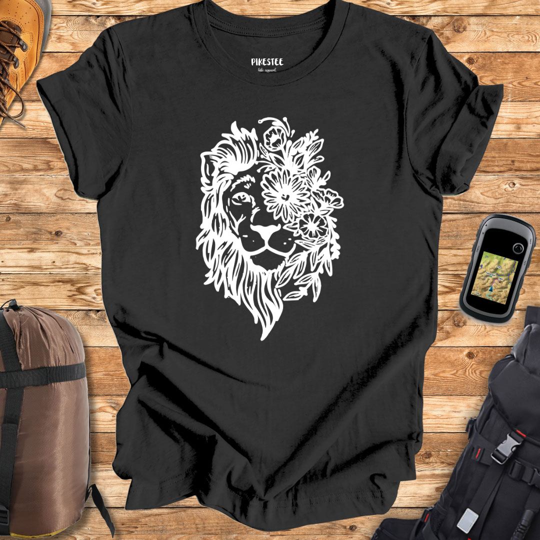 "Floral Lion" graphic T-shirt