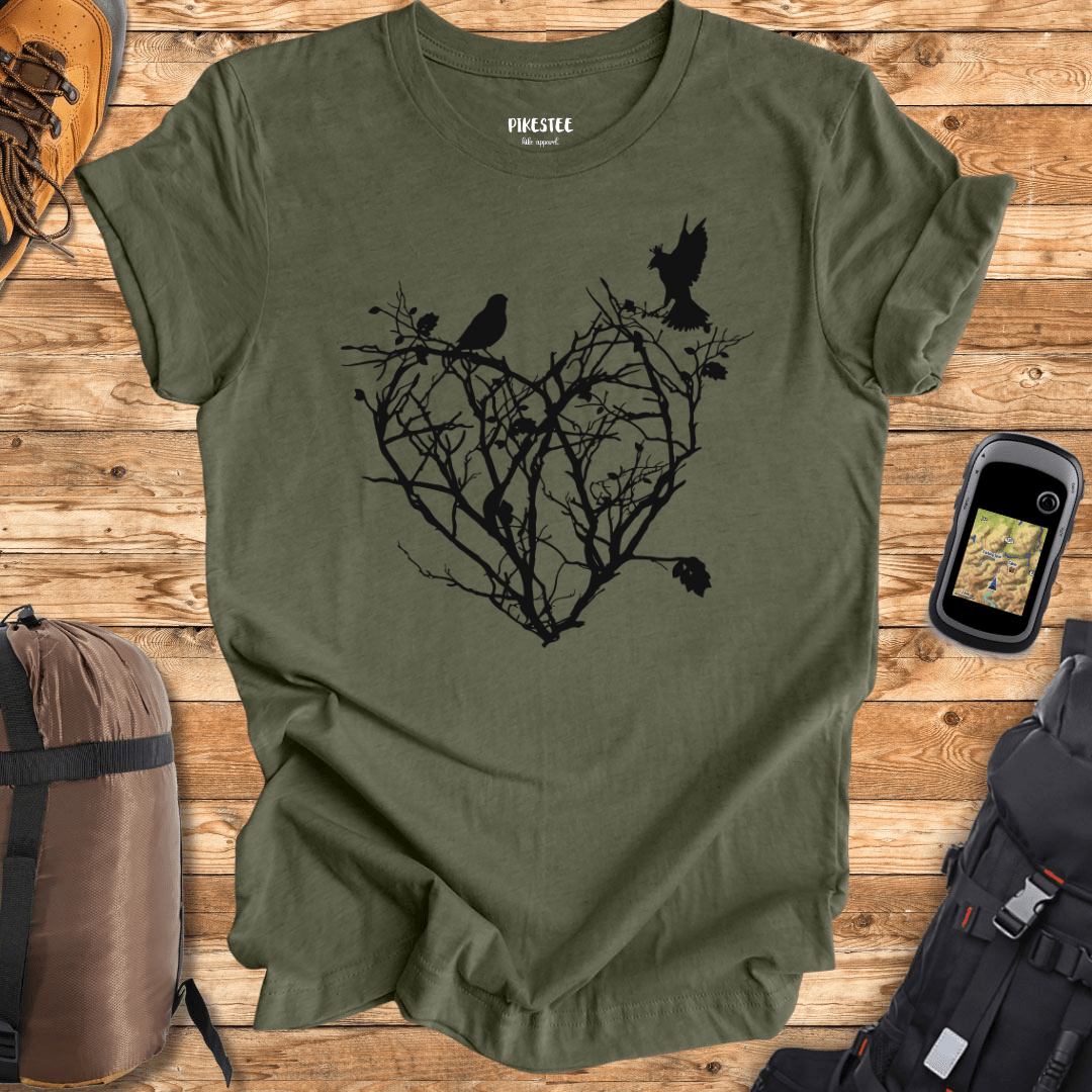 "Roots And Birds" graphic T-shirt